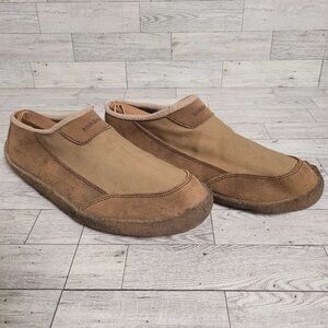 Mens Irish Setter Mudpaw Brown Suede Canvas Shearling Lined Slippers Shoes Sz 12